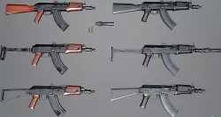 AKS Russian Assault Rifle Game Ready 6 Variations Low-poly 3D model