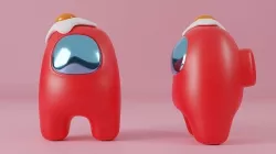 Among Us Red with Egg Hat 3D model
