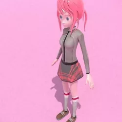 Anime Girl 3D Model Ready to Face and Body Rig Low-poly 3D model