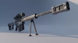 Barret M82A Anti materiel precision sniper rifle Low-poly 3D model