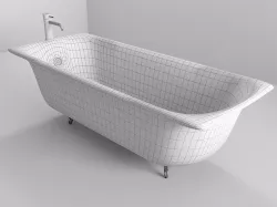 bathtub with feet faucet and drain plugs Low-poly 3D model