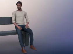 Bruce 20376-14 - Animated Black Man Sitting And Standing Up 3D model