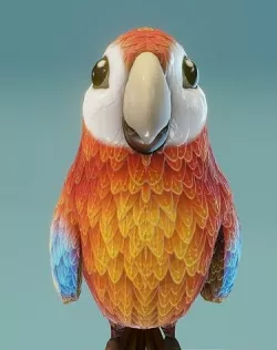 Cartoon Ara Parrot Red-Yellow-Blue 3D Model Low-poly 3D model