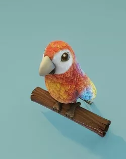 Cartoon Ara Parrot Red-Yellow-Blue Animated 3D Model Low-poly 3D model