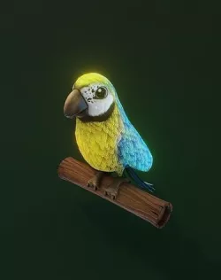 Cartoon Ara Parrot Yellow-Blue Animated 3D Model Low-poly 3D model