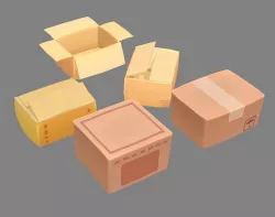 Cartoon carton parcel Low-poly 3D model