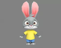 Cartoon rabbit Low-poly 3D model