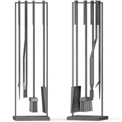CB2 4-PIECE BEND RAW STEEL STANDING FIREPLACE TOOL SET 3D model