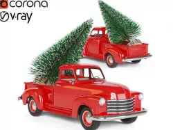 Christmas chevrolet pickup 1950 3100 Truck Red Model Toy Car  3D model