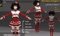 Christmas Clothes Outfit Marvelous Designer  CLO 3d FBX OBJ 3D model