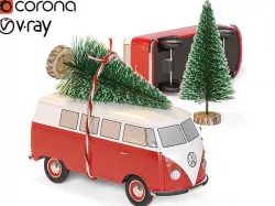 Christmas volkswagen t1 3D model