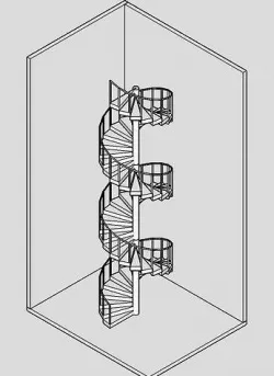 Continuous spiral staircases for interiors and exteriors 3D model