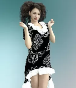 Dforce Mix and Match Ruffled Sassy Dress For Genesis 8 Female 3D model