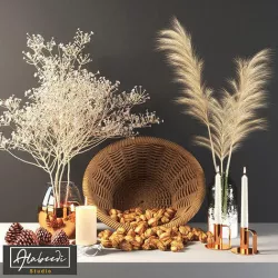 Dried Pampas grass gray  Low-poly 3D model