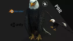 Eagle 3D model for unity 3D Blender and Maya Low-poly 3D model