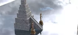 Egyptian Nile Pyramid with Anubis statues 3D model