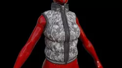 Female puffer vest Low-poly 3D model