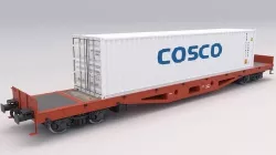 Flat Rail Car Cosco Container 3D model