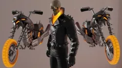 Ghost Rider Fortnite Skin T-Pose RIGGING Low-poly 3D model