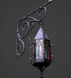 Gothic Street Lantern Low-poly 3D model