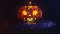 Halloween pumpkin with expressions Low-poly 3D model