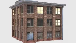 Industrial Brick Building Low-poly 3D model