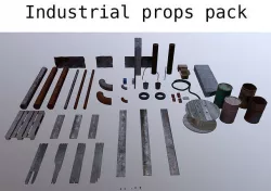 Industrial props pack Low-poly 3D model