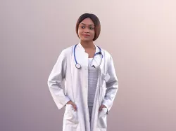 Iona 10928 - Female Black Doctor Standing Hands In Pockets Low-poly 3D model