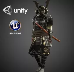 KURO-Yoroi Samurai Black Armor  Low-poly 3D model