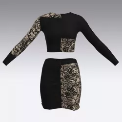 LACE SUIT WOMEN BLOUSE AND SKIRT BLACK AND LACE 3D model