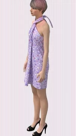 Ladies Halter Neck Dress Low-poly 3D model