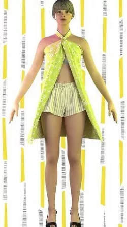  Ladies Tonic and Linen Shorts Low-poly 3D model
