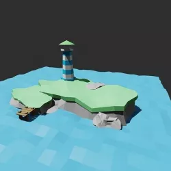 lighthouse on the island 3D model