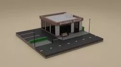 Low Poly Barber Shop Low-poly 3D model
