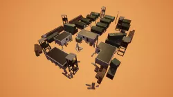 Modular military base with props Low-poly 3D model
