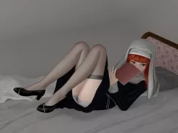 Olivia in nun outfit pose 03 3D model
