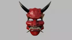 Oni Mask 01 Red Gold - Hannya Fantasy Character Design Low-poly 3D model