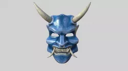 Oni Mask 03 Blue - Hannya Fantasy Character Design Low-poly 3D model