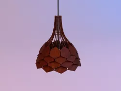 Pinecone Wood pendant Lamp 3D model