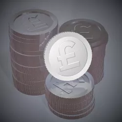 Pound Coin model Low-poly 3D model