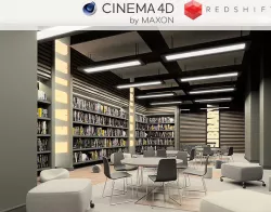 Redshift - C4D Scene files - Library Interior 3D model