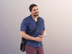 Sahir 11002 - Man With Bag Talking And Standing Low-poly 3D model