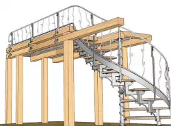 Spiral staircase with railing on the bed above 3D model