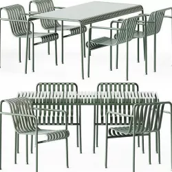 Steel Garden Set Table and Palissade Dining Armchair by Hay 3D model