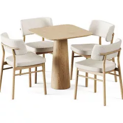 Table POV 460 S70 by Ton and Wooden Chair Marlen by TrabA 3D model