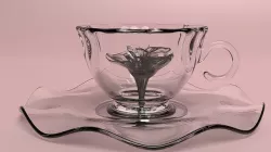 Teacup with a flower inside 3D model