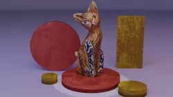 The cat ethnic statuette high-poly 3D model