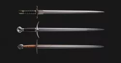Tiered arming swords - Game res Low-poly 3D model
