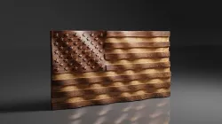 USA Wavy Flag - CNC Files For Wood 3D STL Model 3D model