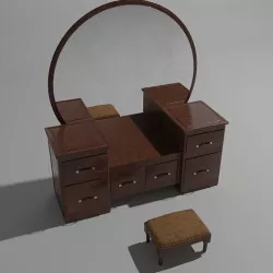 Vintage Makeup Mirror and Mini Stool 3D model